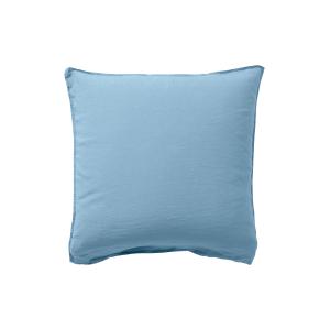Taie d'oreiller carré lin et coton lavé uni bleu 64 x 64 cm…