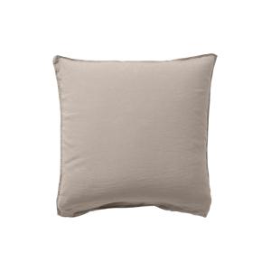 Taie d'oreiller carrée lin et coton lavé uni beige 64 x 64…