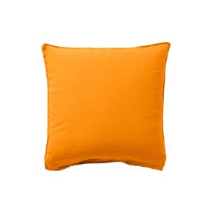 Taie d'oreiller carrée lin lavé uni orange 64 x 64 cm