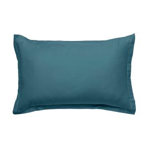Taie d'oreiller en coton 57 fils unie bleu canard 50x70cm