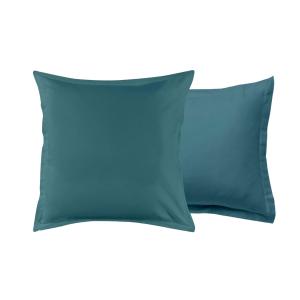 Taie d'oreiller en coton 57 fils unie canard 64x64cm
