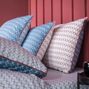 Taie d'oreiller en percale de coton 65x65cm Bleu Orage/blanc
