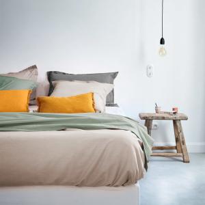 Taie d'oreiller en percale de coton beige 85 x 210 cm