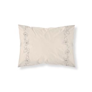 Taie d'oreiller en popeline de coton 300 fils beige 50x80 cm