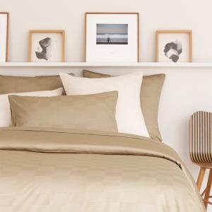 Taie d'oreiller en satin de coton beige 60 x 70 cm