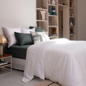 Taie d'oreiller en satin de coton blanc 60 x 70 cm