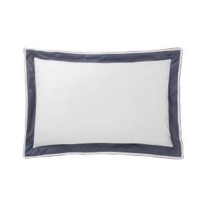 Taie d'oreiller en satin de coton blanc/bleu 50x75