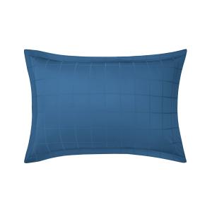 Taie d'oreiller en satin de coton bleu 50 x 75 cm