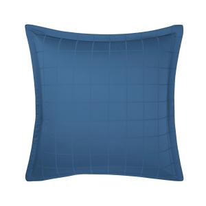 Taie d'oreiller en satin de coton bleu 65 x 65 cm