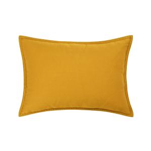 Taie d'oreiller en satin de coton lavé jaune 30 x 40 cm