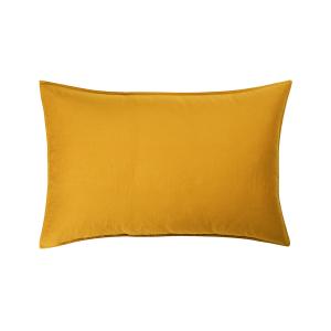Taie d'oreiller en satin de coton lavé jaune 50 x 75 cm
