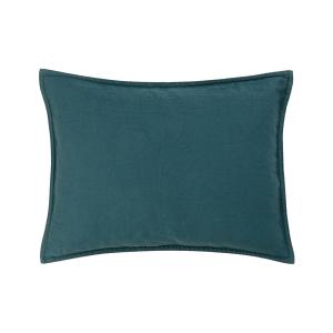 Taie d'oreiller en satin de coton lavé vert 30 x 40 cm