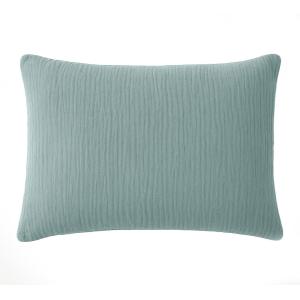 Taie d'oreiller gaze de coton bleu givrée 50x70 cm