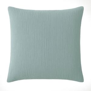 Taie d'oreiller gaze de coton bleu givrée 65x65 cm
