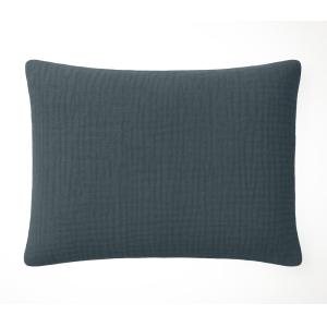 Taie d'oreiller gaze de coton bleu petrole 50x70 cm