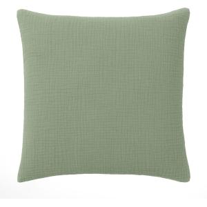 Taie d'oreiller gaze de coton vert givrée 65x65 cm
