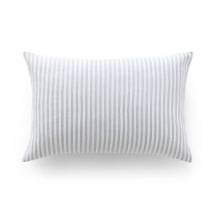 Taie d’oreiller jacquard en coton à rayures gris clair 45x1…