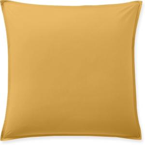 Taie d'oreiller percale de coton jaune moutarde 65x65 cm