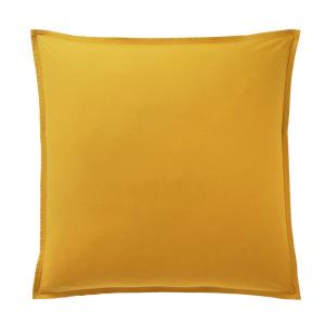 Taie d'oreiller percale de coton lavé jaune 65x65 cm