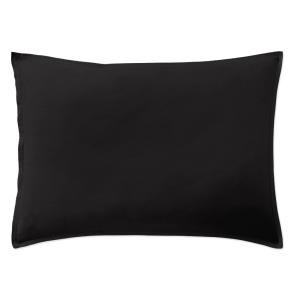 Taie d'oreiller percale de coton lavé noir minuit 50x70 cm