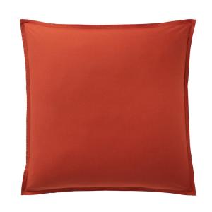 Taie d'oreiller percale de coton lavé orange 65x65 cm