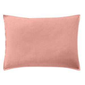 Taie d'oreiller percale de coton lavé rose poudré 50x70 cm