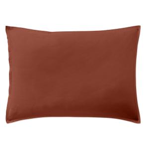 Taie d'oreiller percale de coton lavé terracotta 50x70 cm