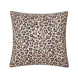 Taie d’oreiller percale de coton léopard beige 65 x 65