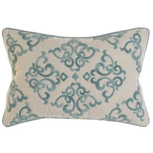 Taie d'oreiller rectangulaire brodé bleu 60x1x40cm