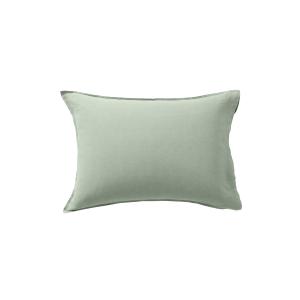 Taie d'oreiller rectangulaire lin-coton Eucalyptus uni vert…