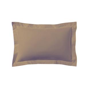 Taie d'oreiller unie en coton, biscuit 50x70