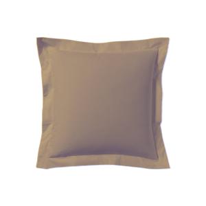 Taie d'oreiller unie en coton, biscuit 63x63