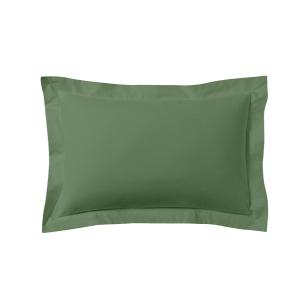Taie d'oreiller unie en coton vert de gris 50x70