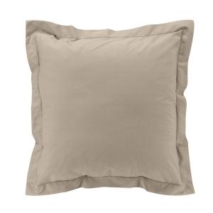 Taie d'oreiller unie en percale de coton sable 63x63 cm