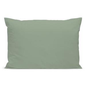 Taie d'oreiller unie en percale de coton sauge 50x75cm