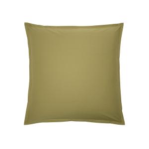 Taie d'oreiller unie en percale de coton vert 65x65