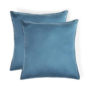 Taie d'oreiller (x2) coton bio & lyocell bleu orage 65x65