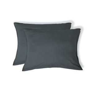 Taie d'oreiller (x2) coton lavé bleu orage 50x70