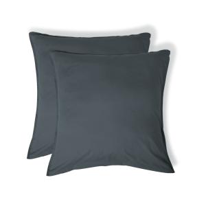 Taie d'oreiller (x2) coton lavé bleu orage 65x65