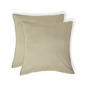 Taie d'oreiller (x2) coton lavé sable 65x65