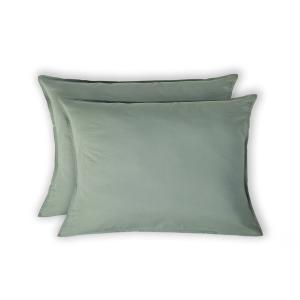 Taie d'oreiller (x2) coton lavé vert céladon 50x70