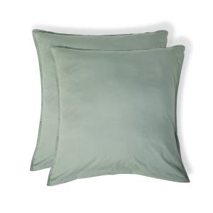 Taie d'oreiller (x2) coton lavé vert céladon 65x65