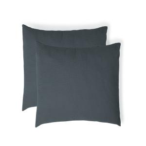 Taie d'oreiller (x2) gaze de coton bleu orage 65x65