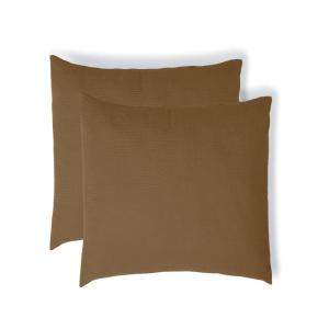 Taie d'oreiller (x2) gaze de coton noisette 65x65