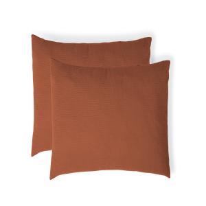 Taie d'oreiller (x2) gaze de coton rouge toscane 65x65