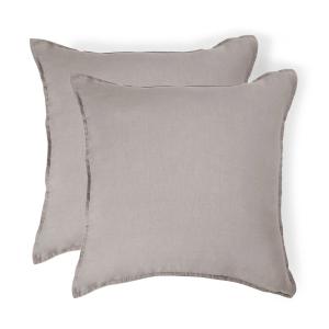 Taie d'oreiller (x2) lin lavé naturel 65x65