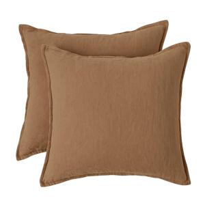 Taie d'oreiller (x2) lin lavé noisette 65x65