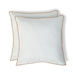 Taie d'oreiller (x2) percale blanc / caramel 65x65