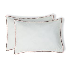 Taie d'oreiller (x2) percale blanc / rouge 50x70