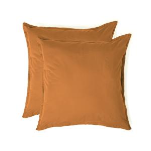 Taie d'oreiller (x2) percale de coton caramel 65x65